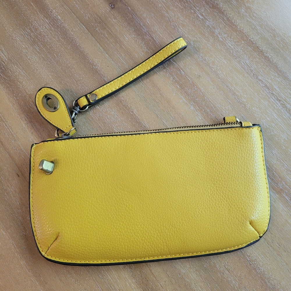 Joy Susan wristlet, unused, mustard color 9x5